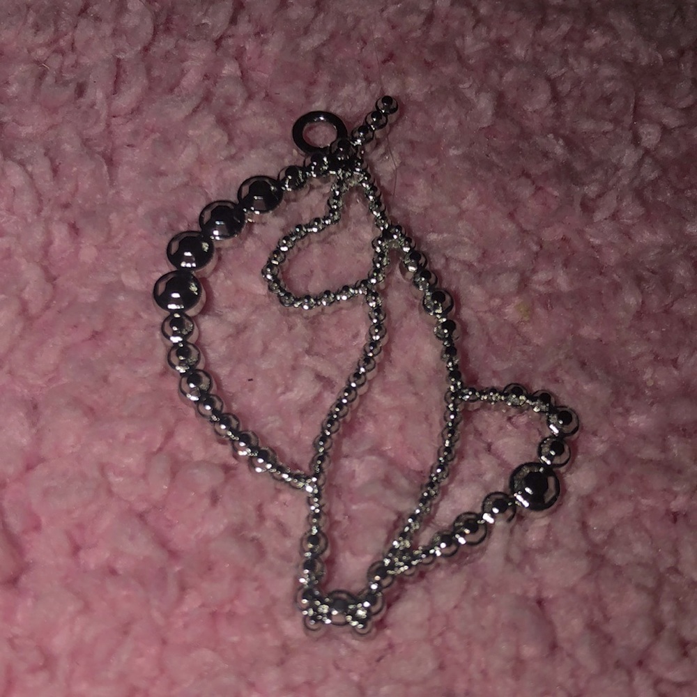 Baby Phat silver kitty cat pendant necklace logo sparkly Y2K brown 2000’s